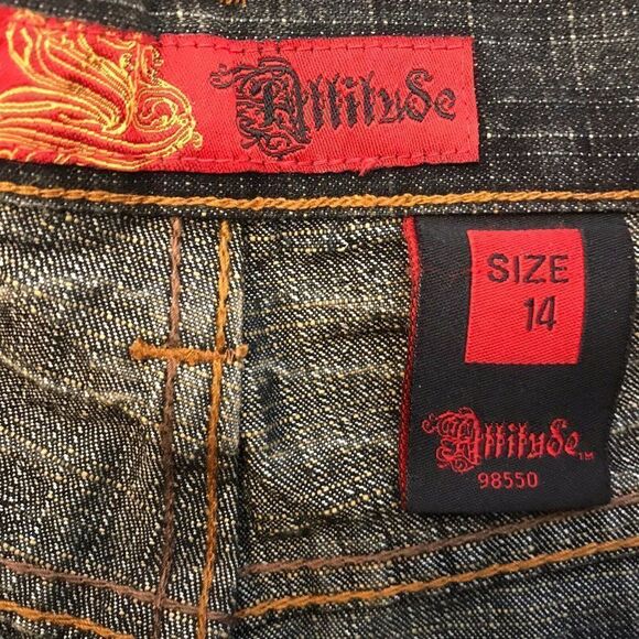 Attitude Girls Size 14 Blue Jeans Acid Washed NWT - Picture 3 of 4